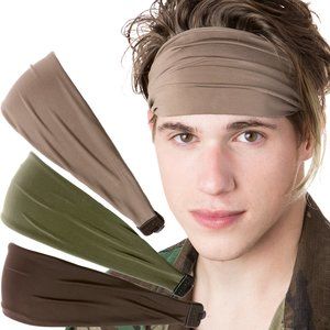 Xflex 3-pack Men's Basic Brown/Olive/Tan Adjustable Spandex Sport Headband Pack